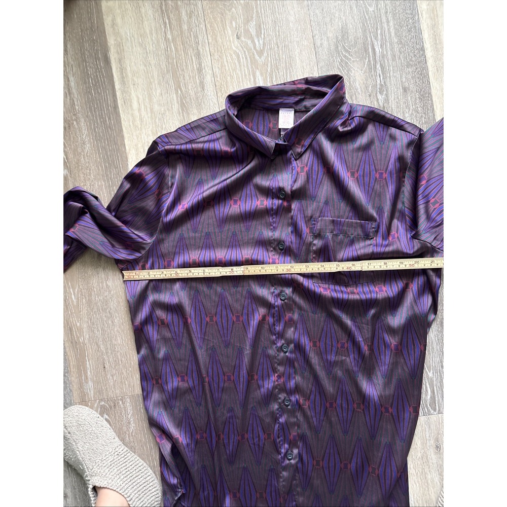 Savage X Fenty Rihanna Purple Geometric Diamond Print Loungewear Top PJ Large - Picture 9 of 9